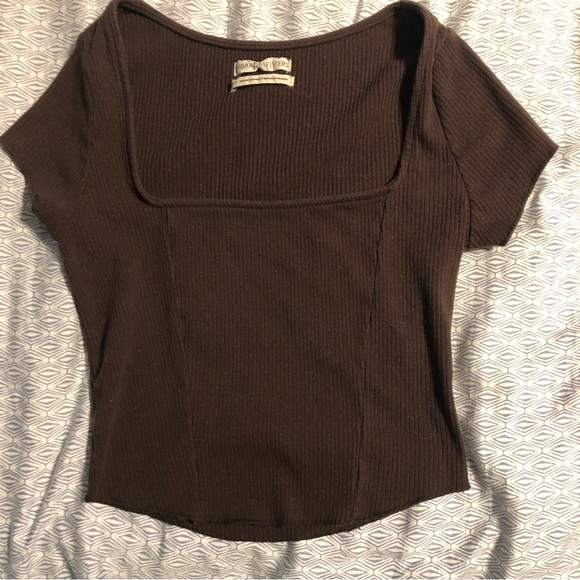 Urban Outfitters Tops - Urban Outfitters Brown Square Neck Ribbed Crop Top Shirt